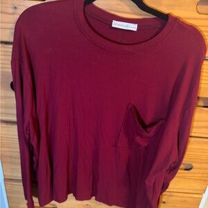 Zenana Outfitters Deep Red Long Sleeve slouchy Sally shirt
